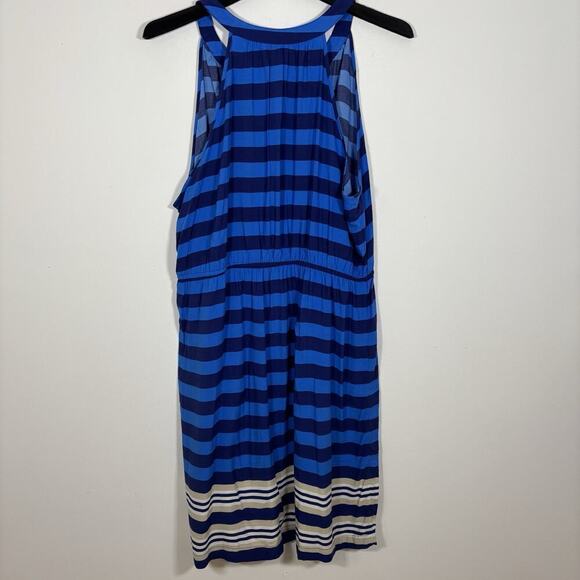 Old Navy Striped Blue Midi Dress Rayon Halter Top XL Sleeveless Summer - Picture 6 of 8